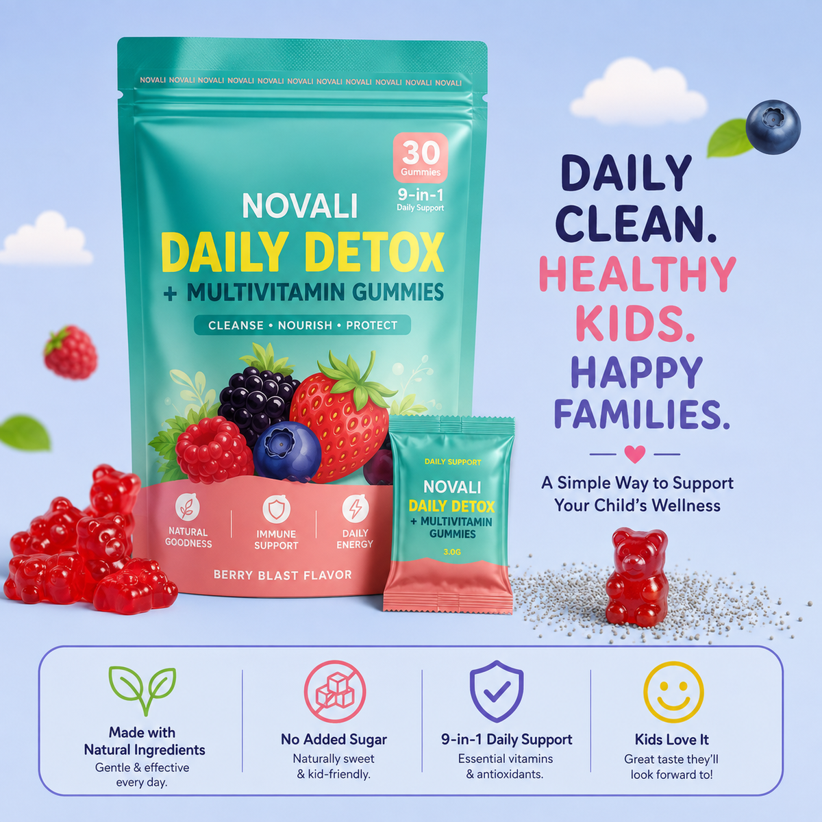 NOVALI-Kids Detox & Multivitamins Gummies