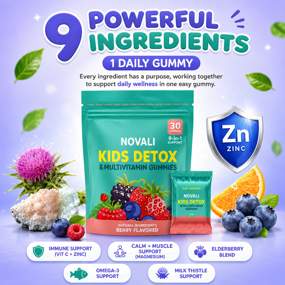 NOVALI-Kids Detox & Multivitamins Gummies